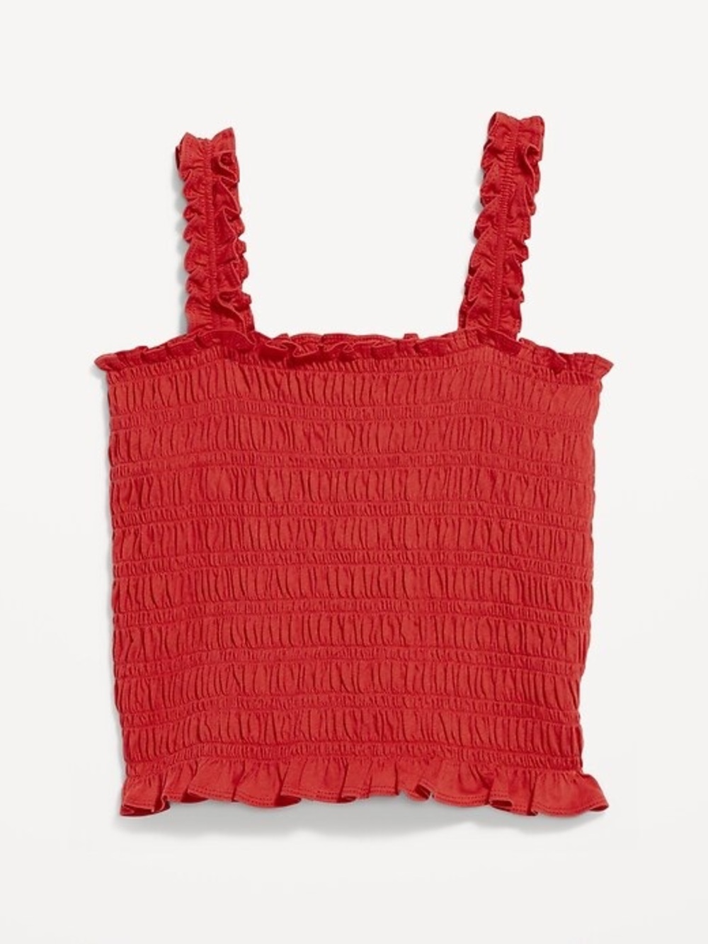 Old Navy Smocked Ruffle Tank Top Cherry Red Size XS Preppy Tomato Girl Summer